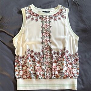 White Boxy Graphic Tank Top